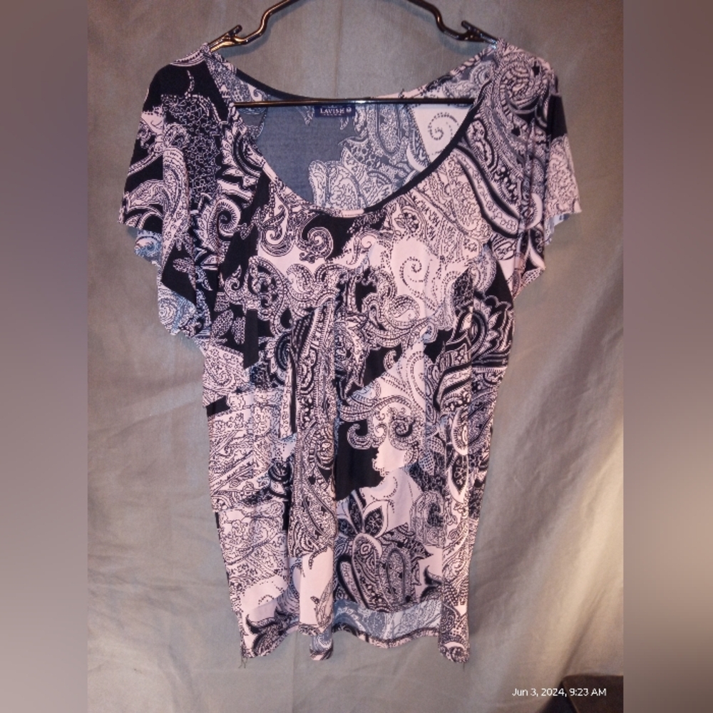 Lavish medium top short sleeve ruffle overlay blouse